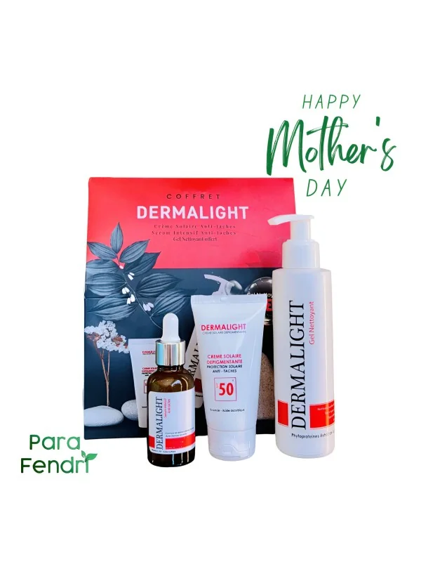 PRODERMA DERMALIGHT - COFFRET SERUM INTENSIF ANTI TACHES + CREME SOLAIRE DEPIGMENTANTE SPF50+ + GEL NETTOYANT OFFERT