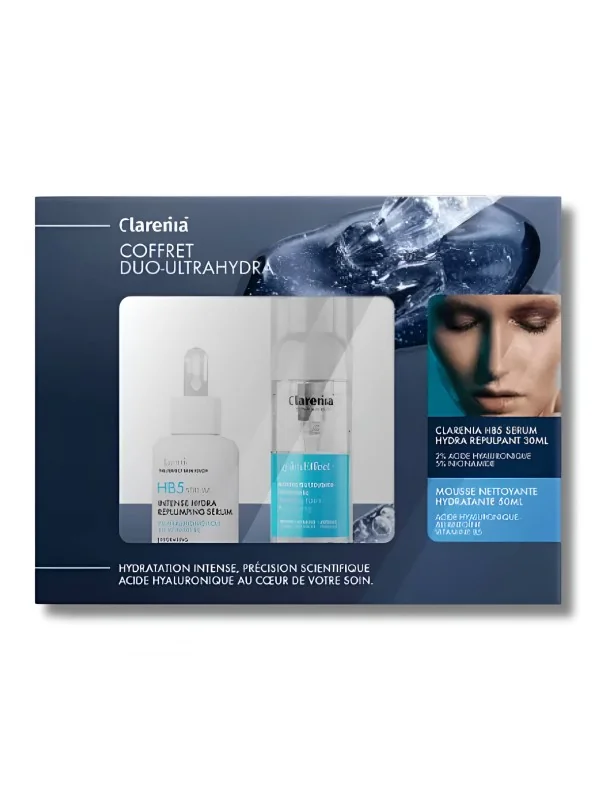 CLARENIA - COFFRET DUO ULTRA HYDRA HB5 SERUM 30ML + HYDRA EFFECT MOUSSE NETTOYANTE 50ML OFFERTE