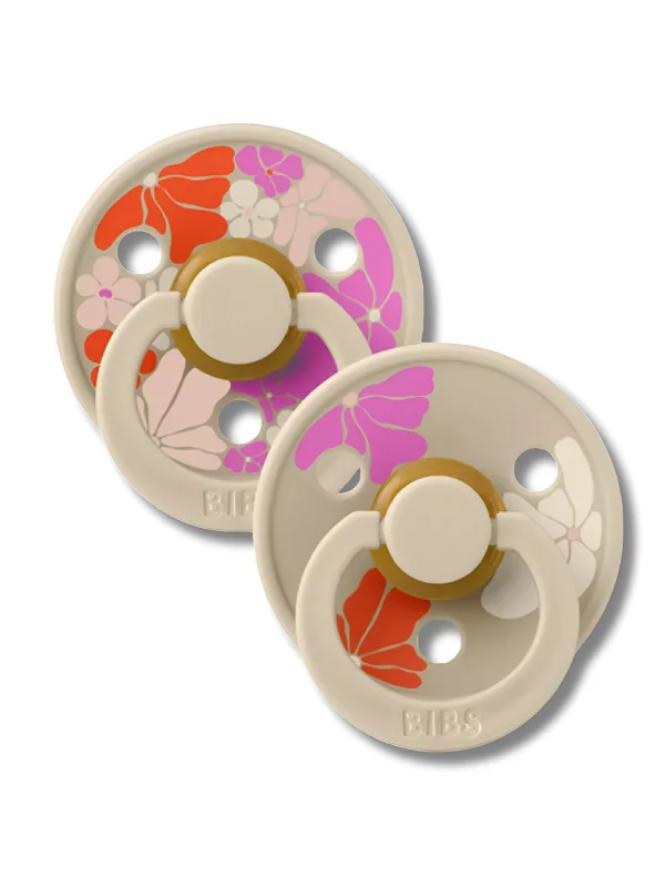 BIBS - NATURAL RUBBER LOT DE 2 SUCETTES MORNING BLOOM LATEX VANILLA MIX TAILLE 1