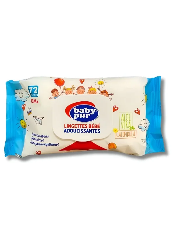 BABY PUR - LINGETTES ADOUCISSANTES 72 PIECES +0MOIS