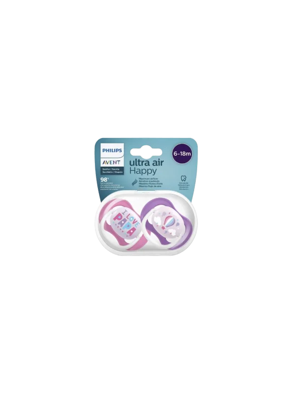 AVENT - LOT DE 2 SUCETTES ULTA AIR HAPPY 6-18MOIS