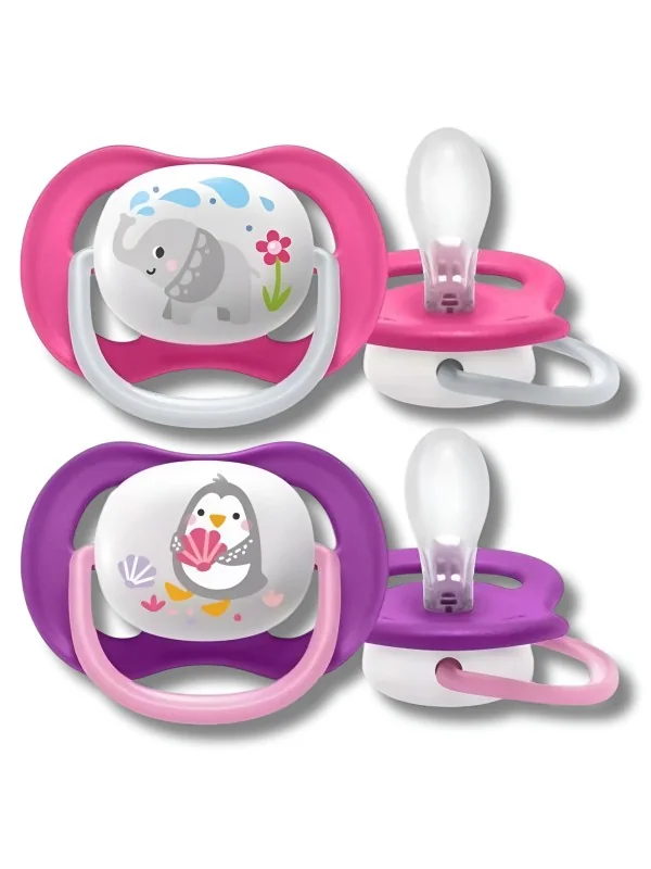 AVENT - LOT DE 2 SUCETTES 6-18MOIS GIRL ANIMALS
